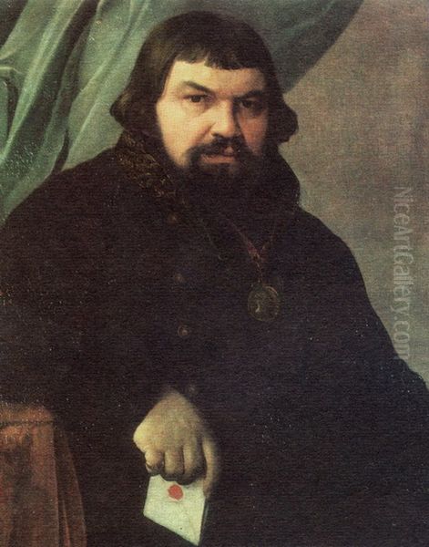 Portrait of the Merchant Obraztsov. Oil Painting by unknown