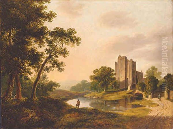 Landscape with a view of Drimnagh Castle Oil Painting by James Arthur O'Connor