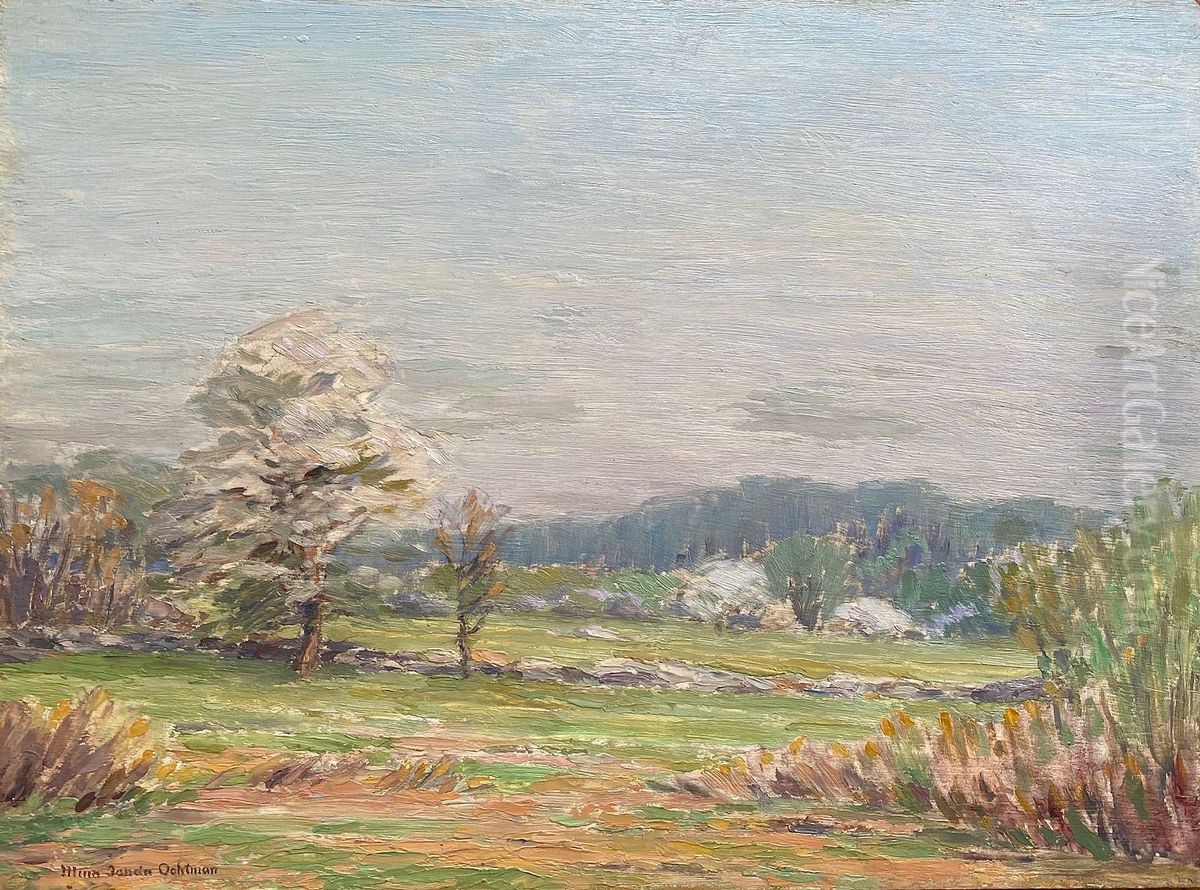 Apple Blossoms, Greenwich Oil Painting by Mina Fonda Ochtman