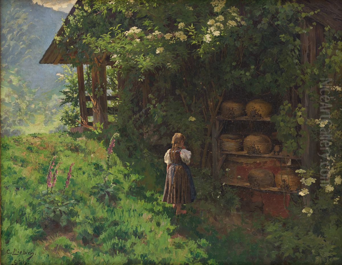 By the Bees Oil Painting by Curt Liebich