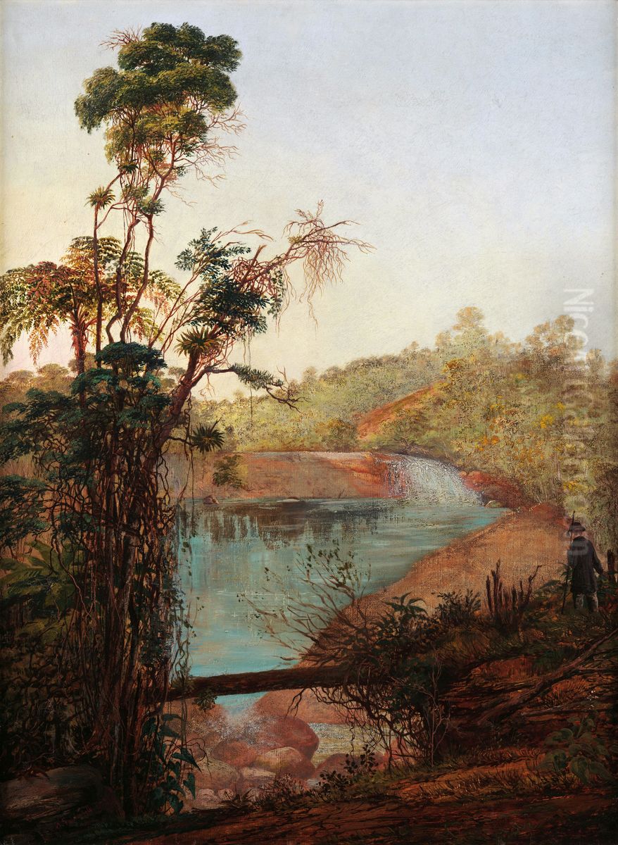 Cascata do Itamaraty, Petropolis Oil Painting by Nicola Antonio Facchinetti