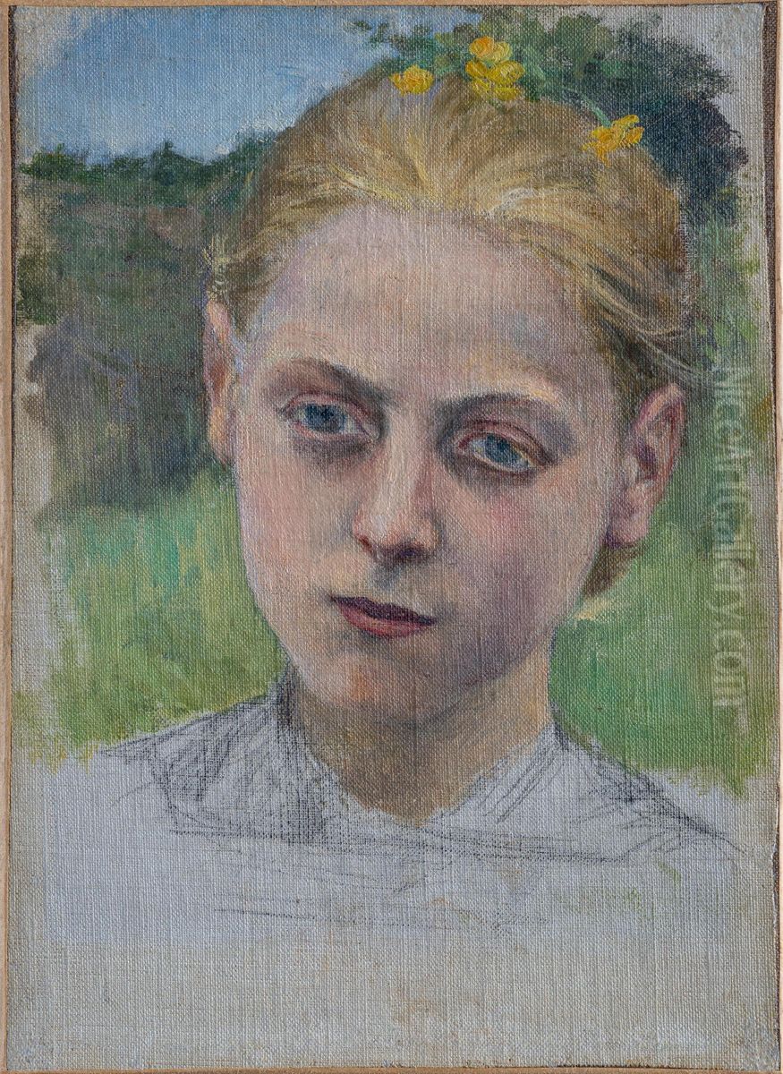 Face of a Girl Oil Painting by Kuroda Seiki
