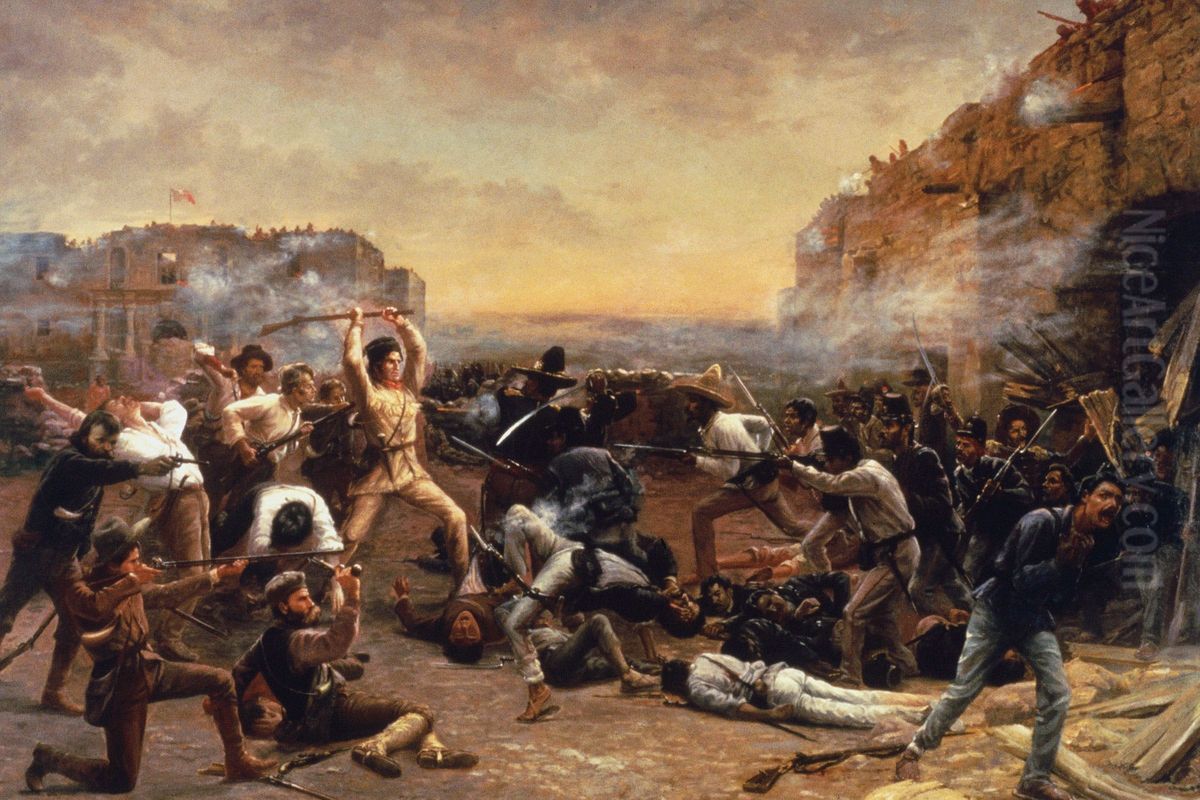 The Fall of the Alamo or Crockett's Last Stand Oil Painting by Robert Jenkins Onderdonk