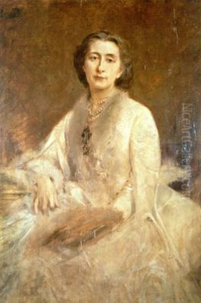 Cosima Wagner (1838-1930), daughter of Liszt and wife of Richard Wagner Oil Painting by Lenbach Franz Von