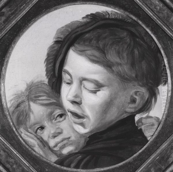 Two boys, circa 1663 Oil Painting by unknown