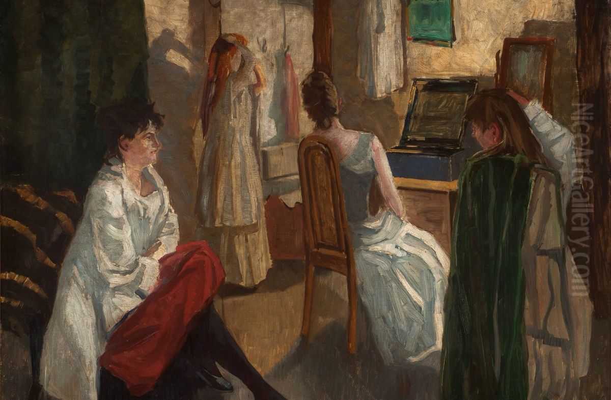 Actresses before going on stage Oil Painting by Kalle Lochen