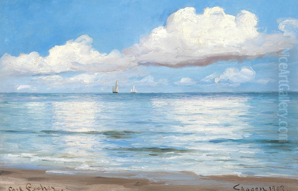 A summer day at the coast of Skagen. Oil Painting by Carl Locher