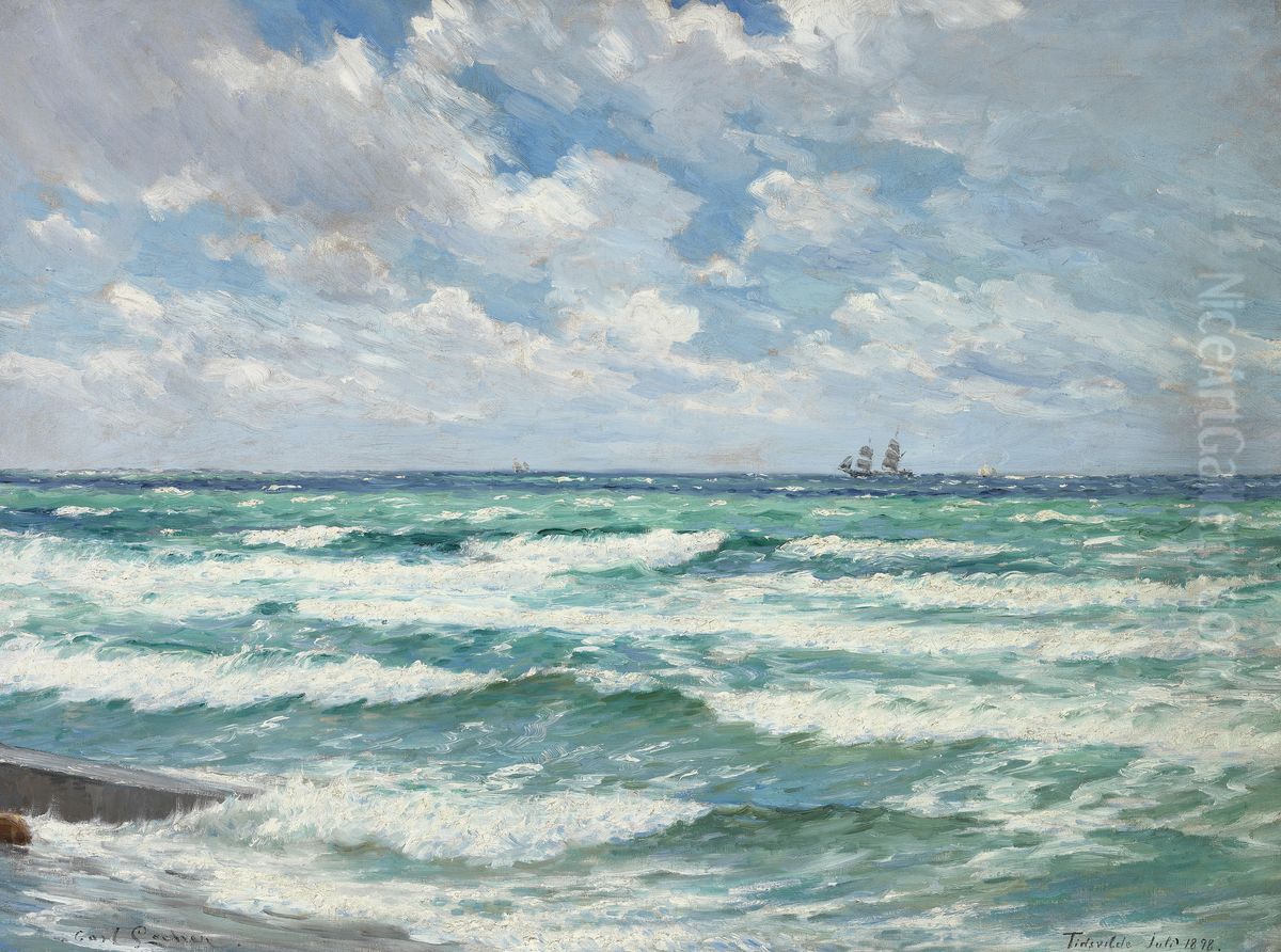 A summer storm at Tisvilde. Oil Painting by Carl Locher