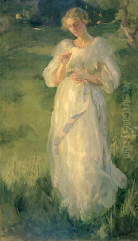 He Loves Me, He Loves Me Not Oil Painting by Wilton Lockwood