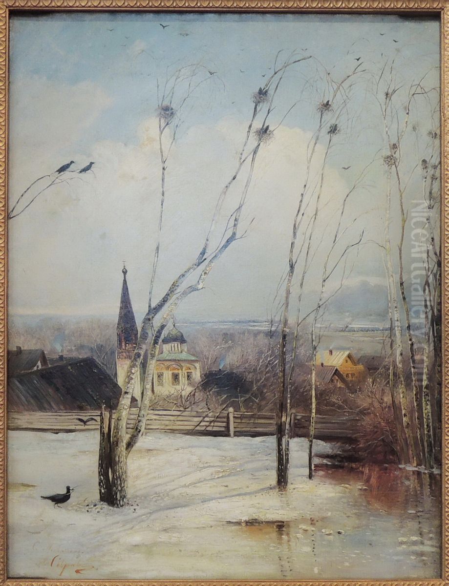 Grachi prileteli Oil Painting by Alexei Kondratievich Savrasov