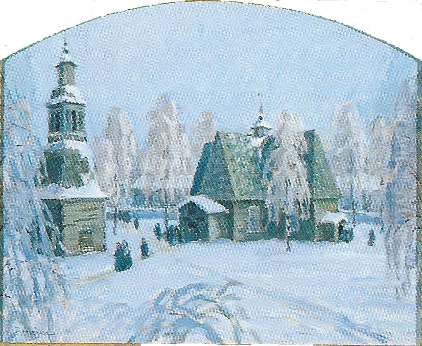 Jyvaskylan vanha kirkko Oil Painting by Jonas Heiska