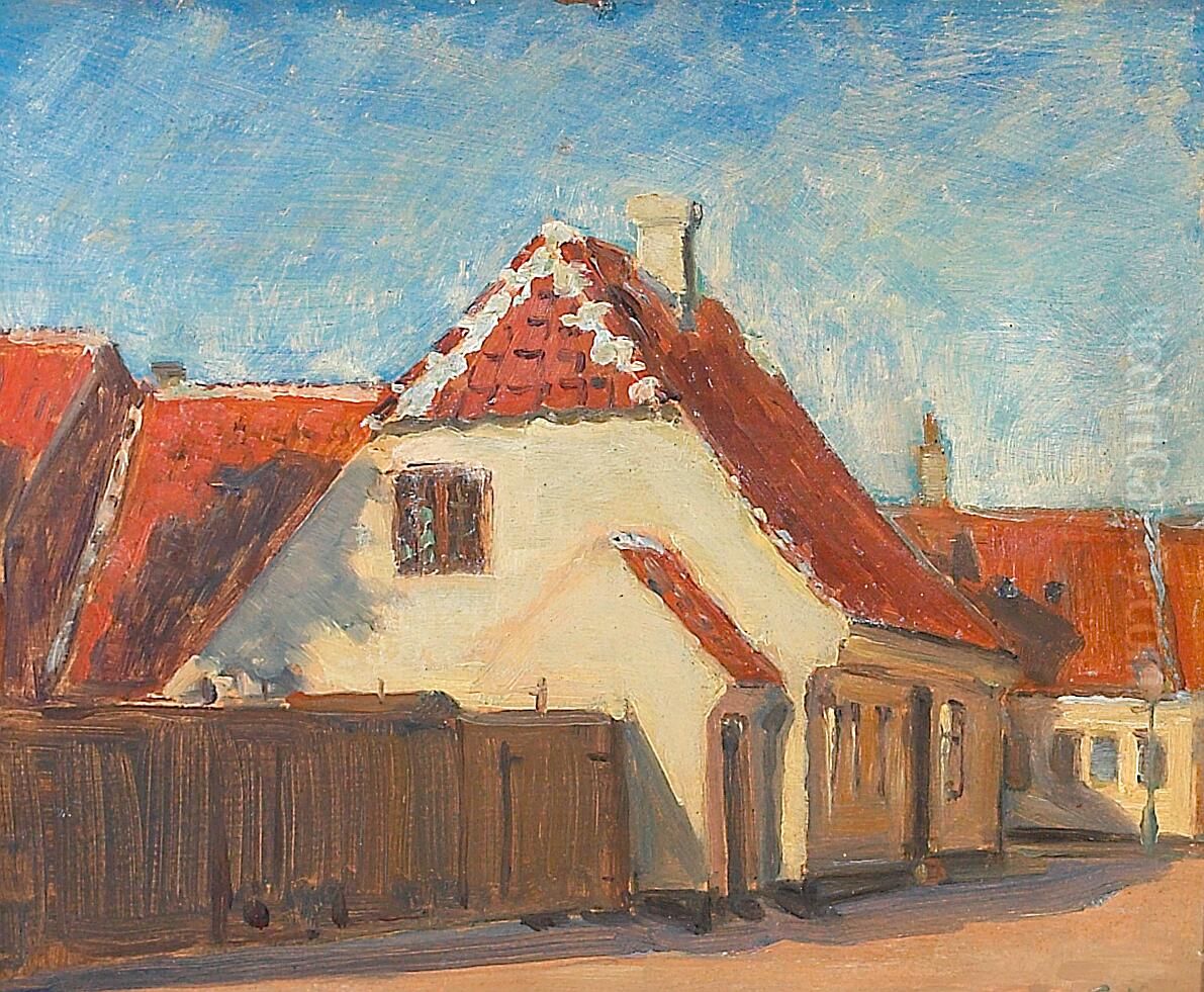 Yellow houses in Skagen. Oil Painting by Peder Severin Kroyer