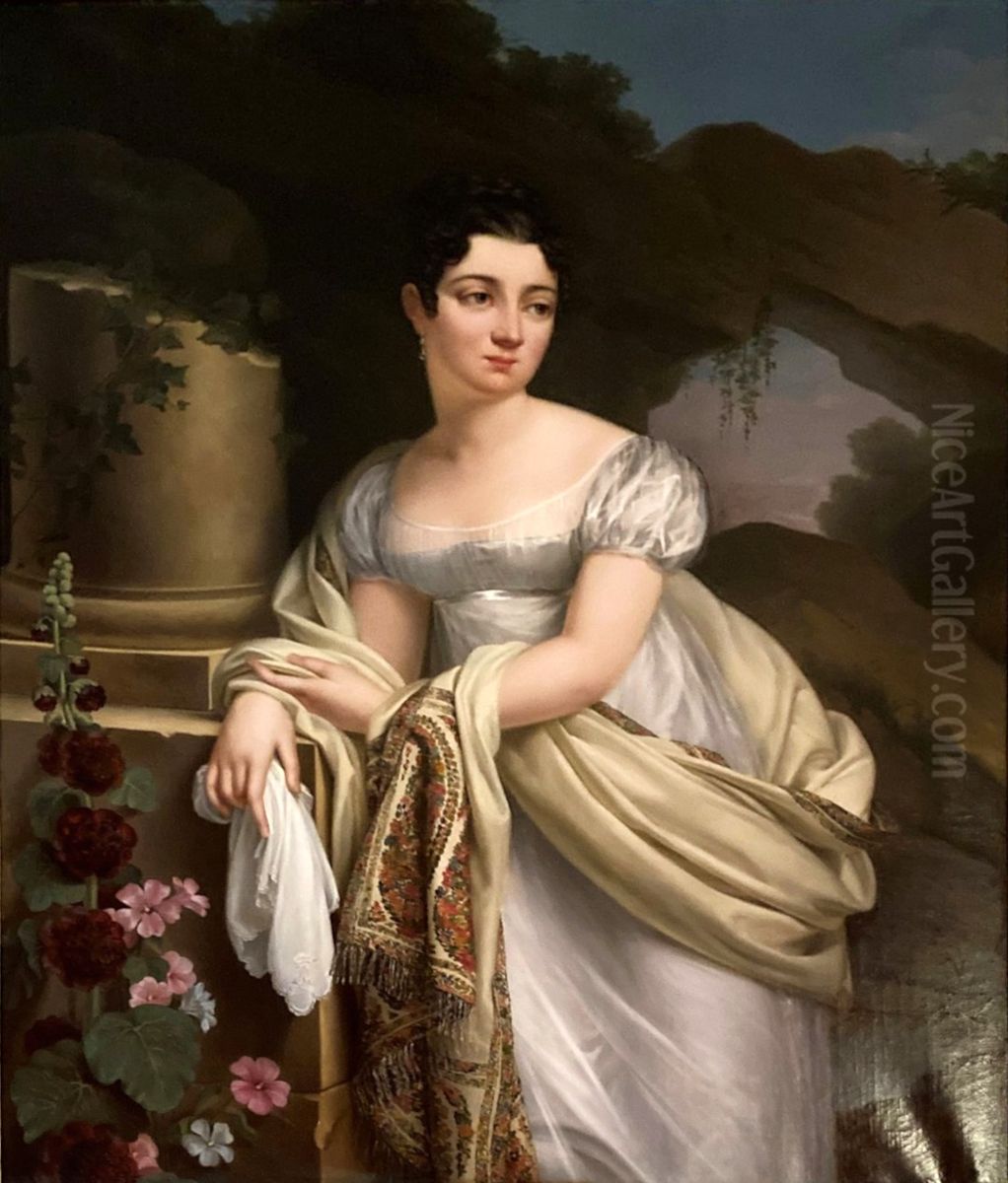 Portrait of Zenaide Chapt de Rastignac, Duchess of La Rochefoucauld Oil Painting by Edmee Brucy