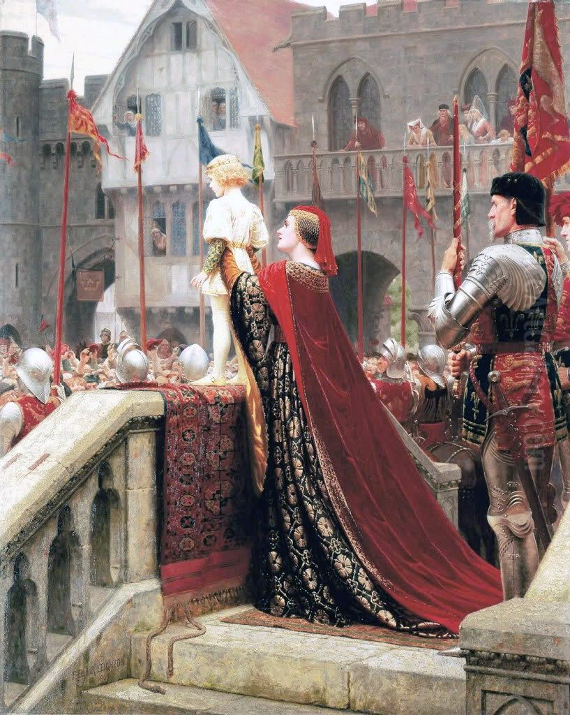 A Little Prince likely in Time to bless a Royal Throne(orVox Populi) Oil Painting by Edmund Leighton