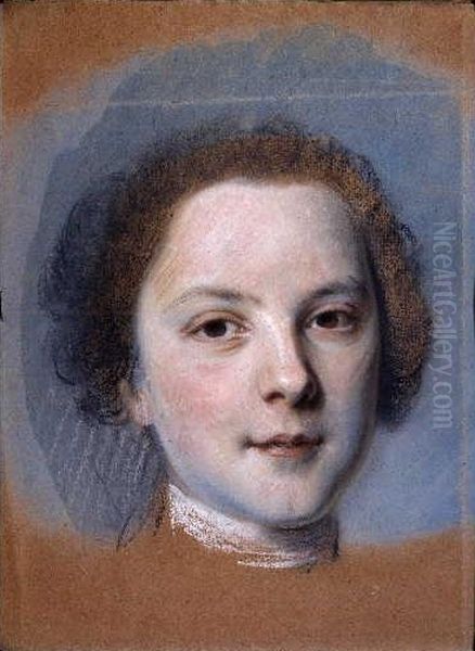 Louis-Joseph-Xavier de France, duc de Bourgogne - Tete d'enfant Oil Painting by Maurice Quentin de La Tour