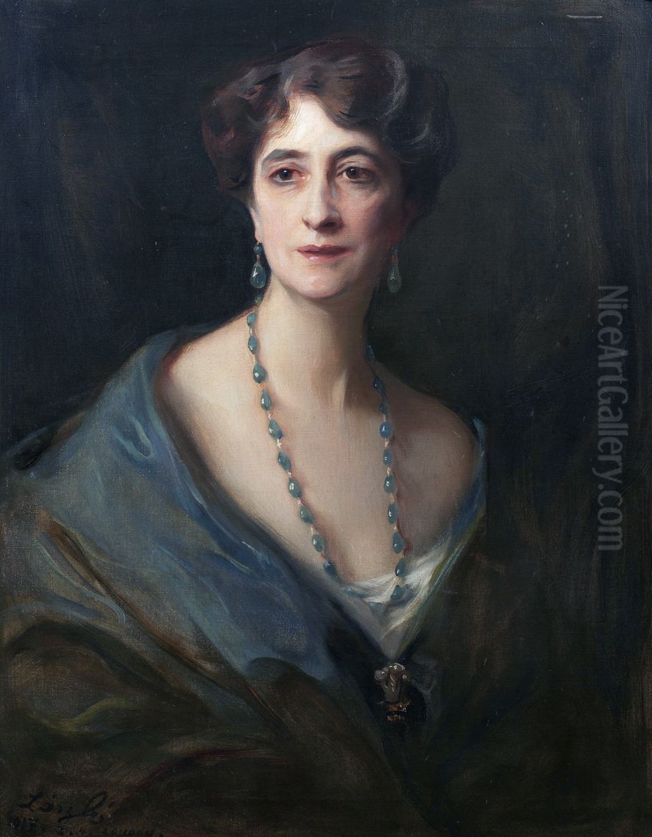 Portrait of Lady Byng, nee Marie Evelyn Moreton Oil Painting by Philip de Laszlo