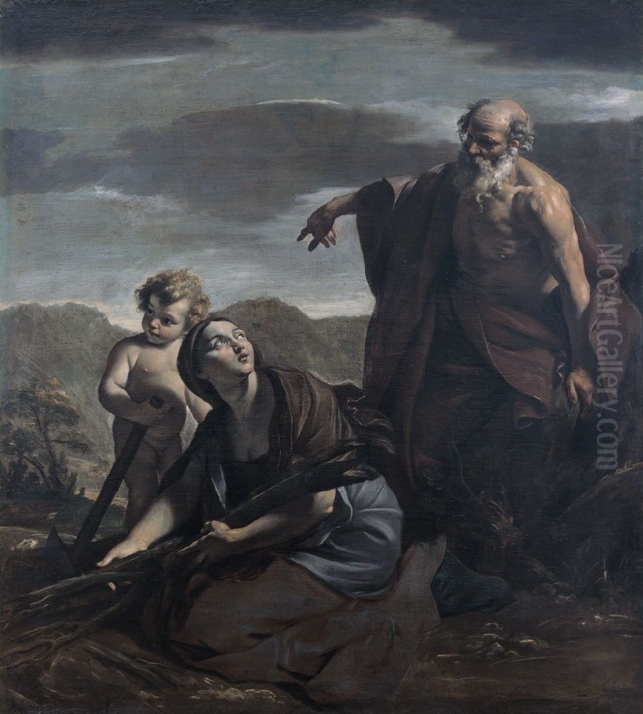 Elija and the widow of Sarepta Oil Painting by Giovanni Lanfranco
