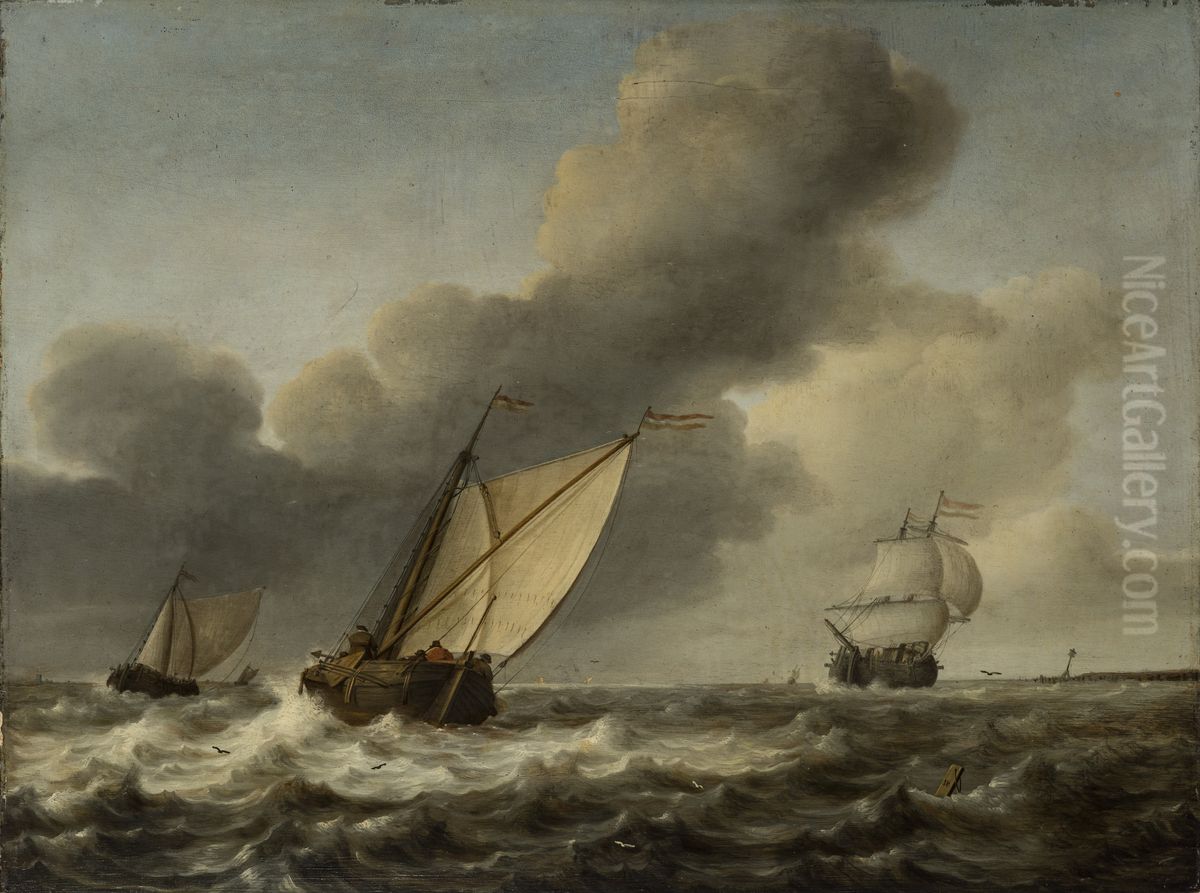 Stormy Sea Oil Painting by Jan Porcellis