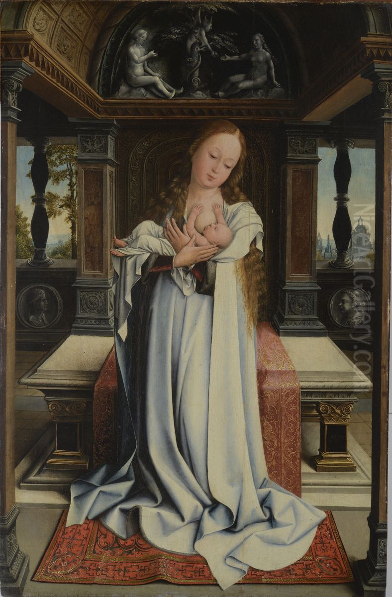 Madonna with Child before an altar Oil Painting by Orley, Bernard van