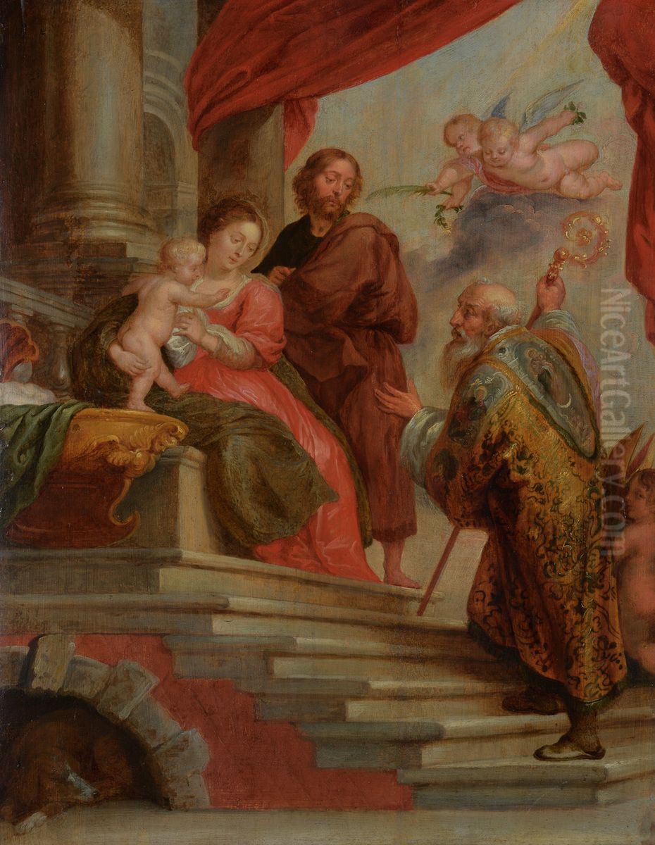Holy family and Saint Willibrord Oil Painting by Abraham van Diepenbeeck