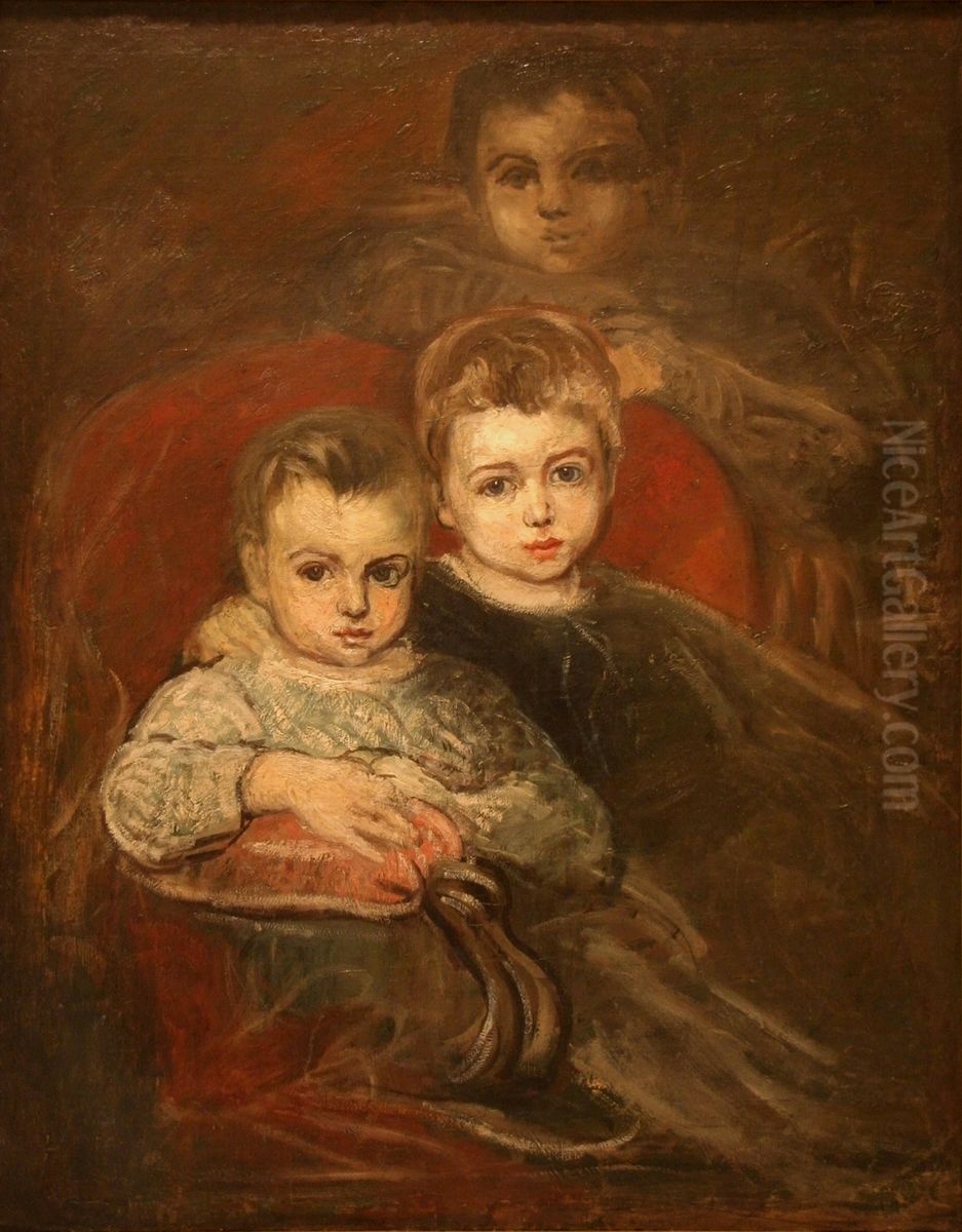The Artist's Children Oil Painting by Karel Purkyne