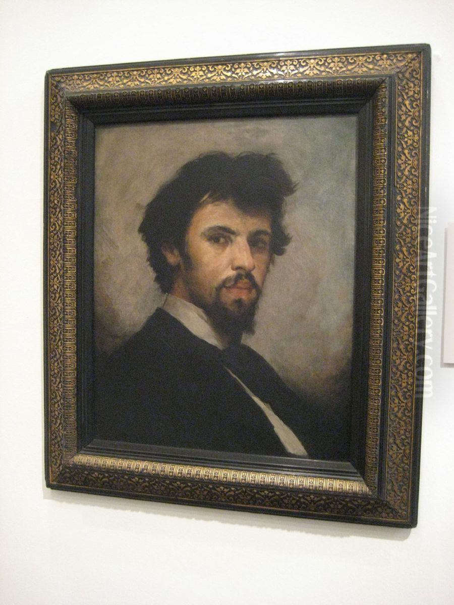 Portrait of Josef Vaclav Myslbek Oil Painting by Vaclav Brozik