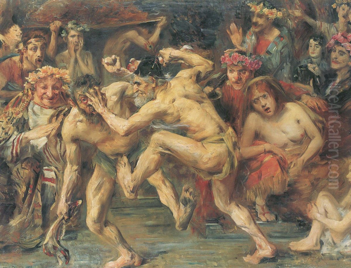 Ulysse combattant le mendiant. Scene inspiree de l'Odyssee(combat entre Ulysse et Iros). Oil Painting by Lovis (Franz Heinrich Louis) Corinth