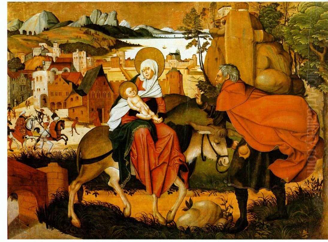 The Flight into Egypt Oil Painting by Jorg Breu the Elder