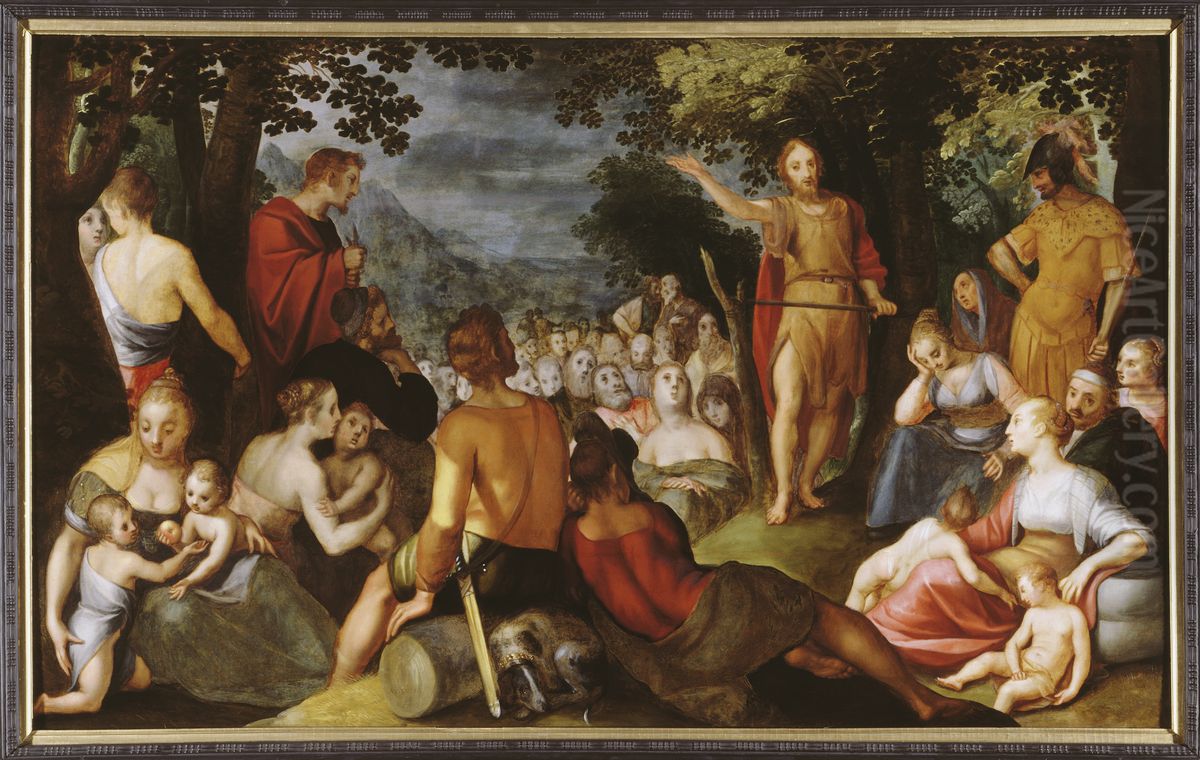 Preaching of John the Baptist Oil Painting by Adam van Noort