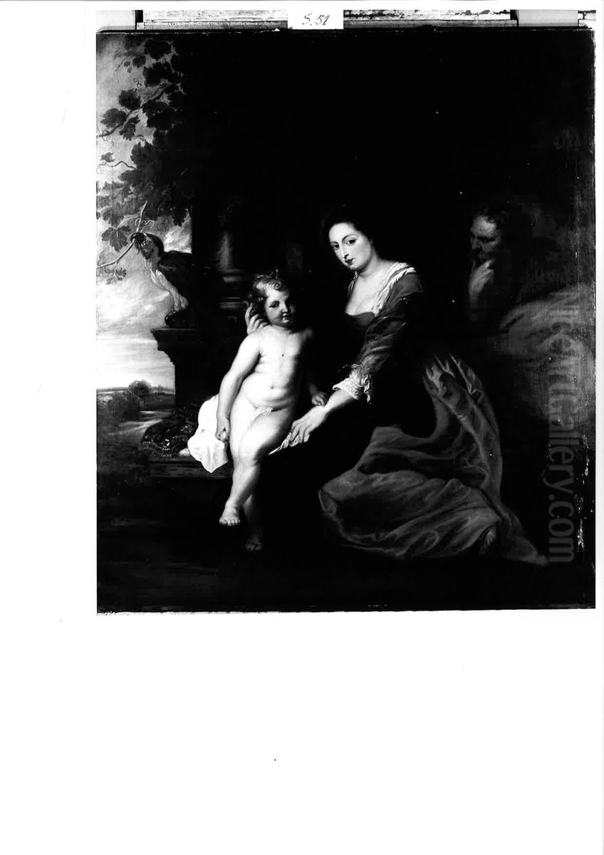 Holy family with a parrot Oil Painting by (studio of) Rubens, Peter Paul