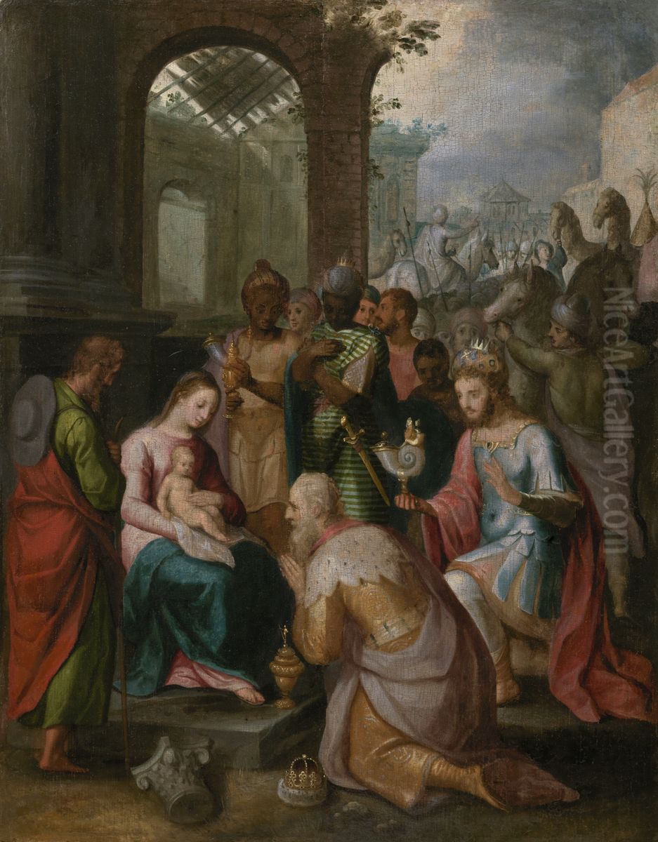 Aanbidding der Wijzen Oil Painting by Adam van Noort