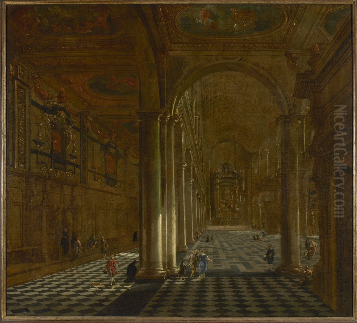 Interior of the Church of the Jesuits in Antwerp (now St. Carolus Borromeus Church) Oil Painting by Wilhelm Schubert van Ehrenberg