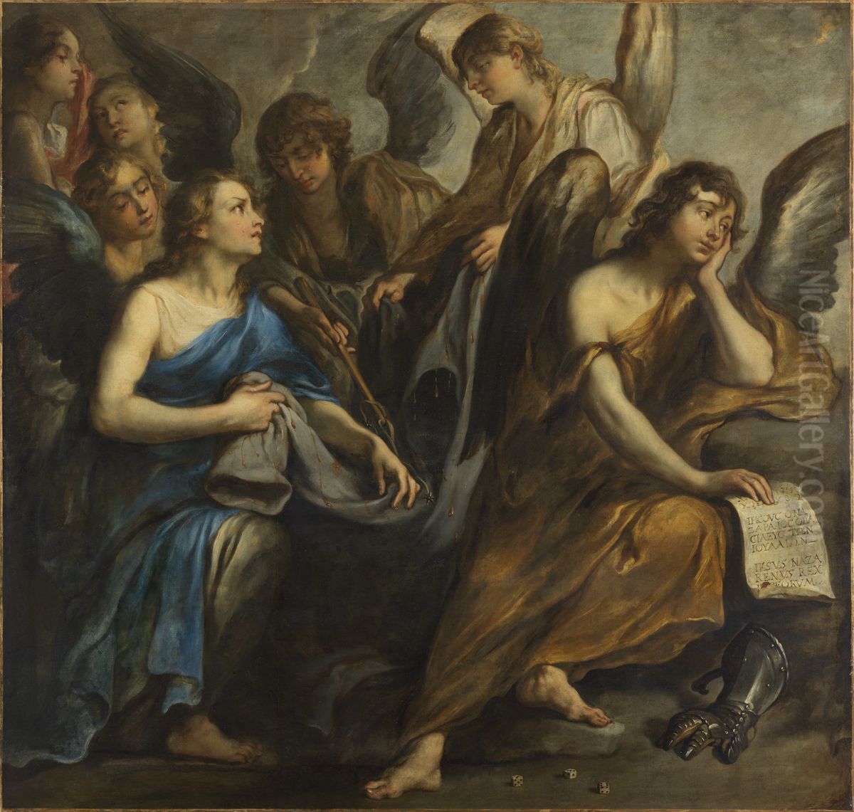 Angels with the Arma Christi Oil Painting by Jan Cossiers