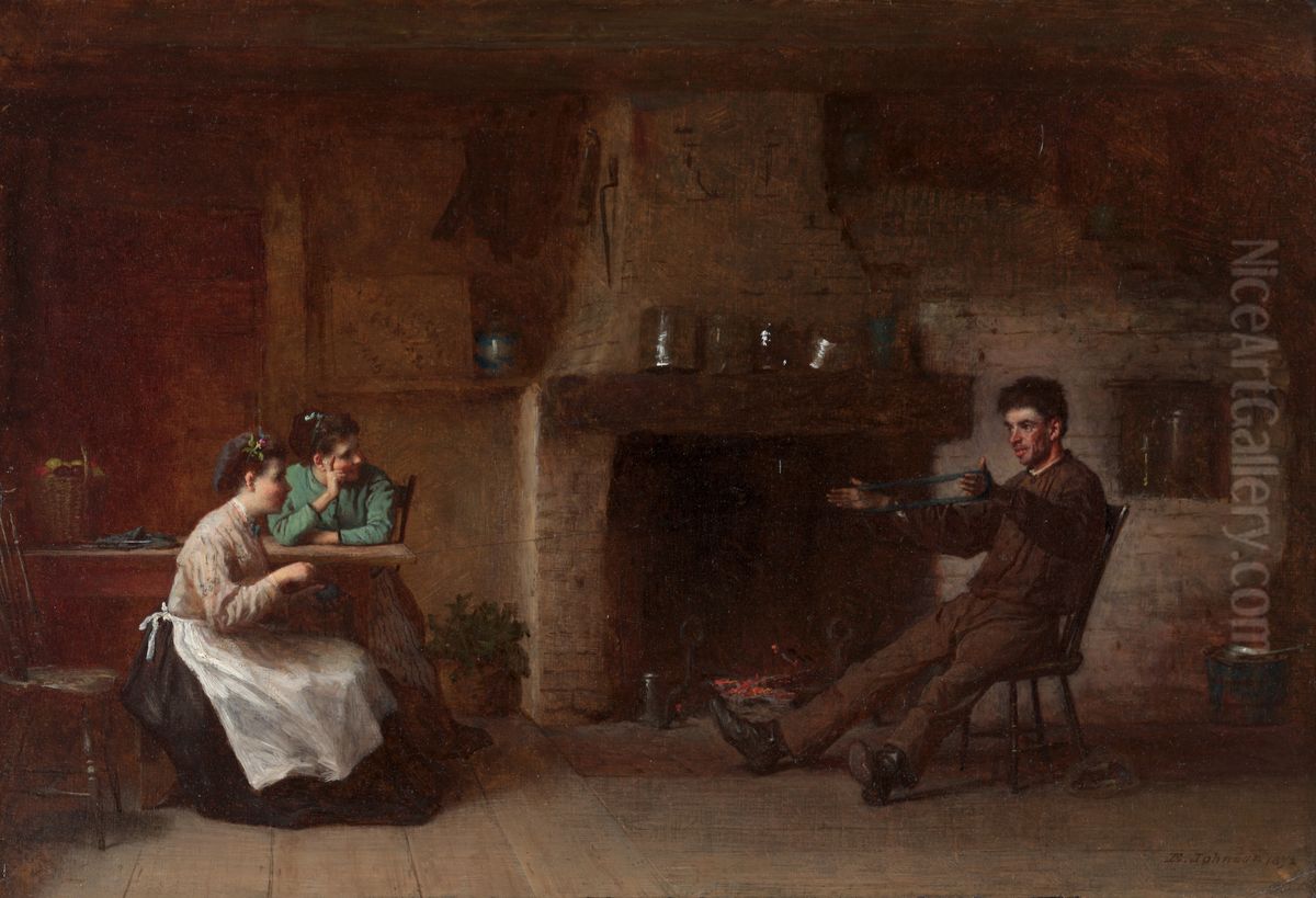 Winding Yarn (Interior of a Nantucket Kitchen) Oil Painting by Eastman Johnson