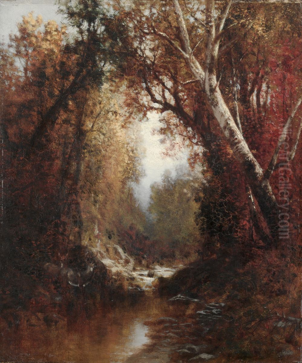 Autumn Scene in the Adirondacks Oil Painting by William Hart