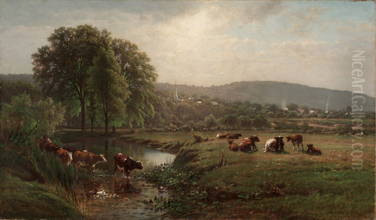 Morning in New England Oil Painting by James McDougal Hart