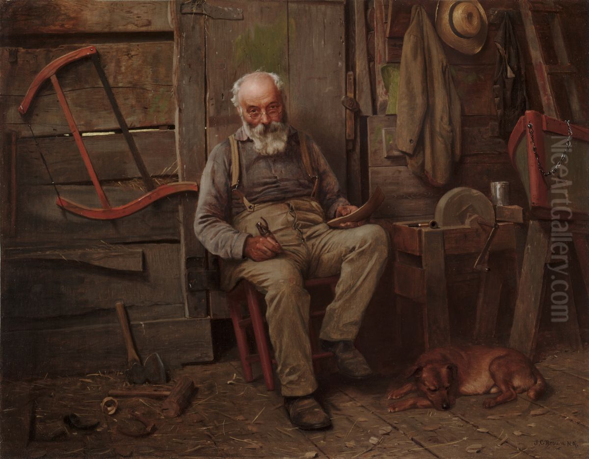 Boat Builder Oil Painting by John George Brown