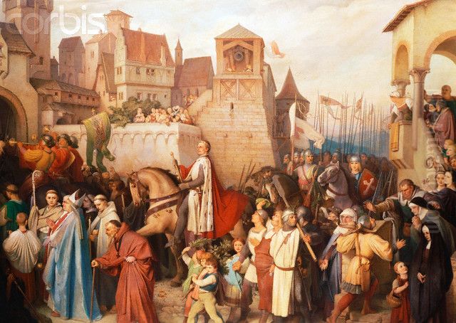 Duke Leopold the Glorious Enters Vienna on His Return from the Crusades Oil Painting by Josef Matyas Trenkwald