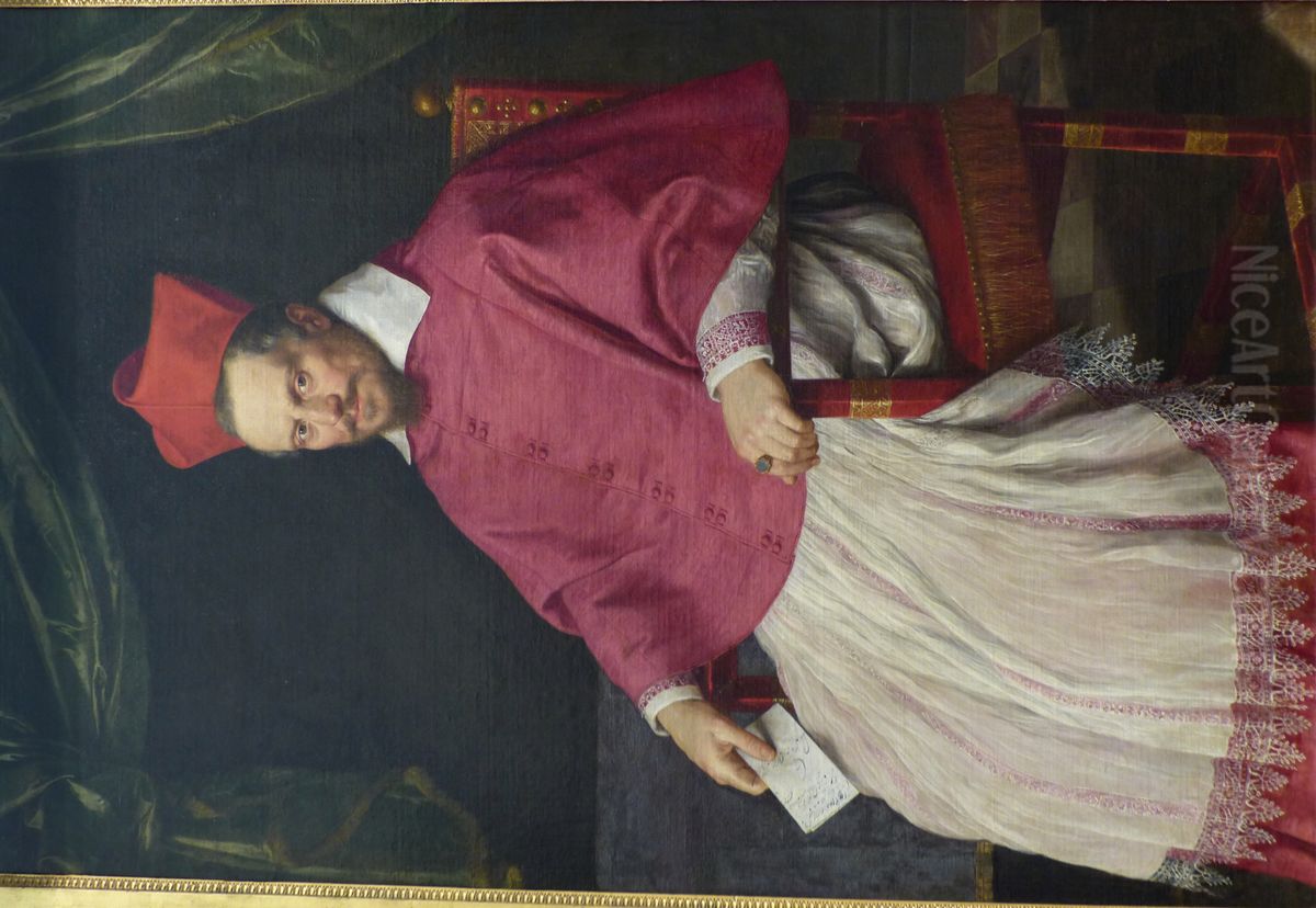Portrait du cardinal Jean de Bonsy (1554-1621), eveque de Beziers de 1598 a 1611. Oil Painting by Domenico Zampieri (Domenichino)