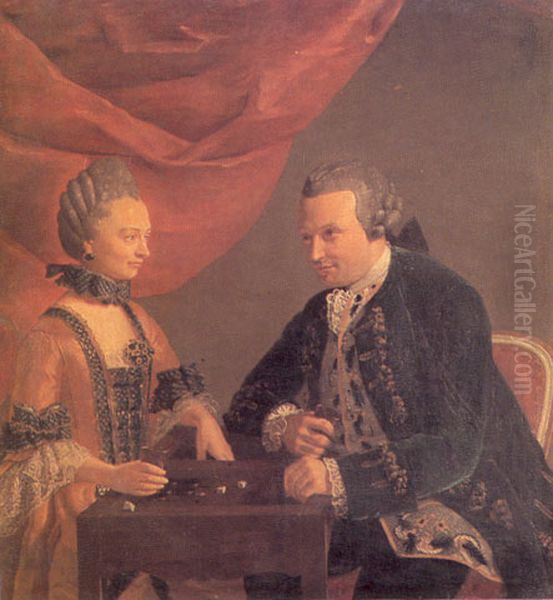 joueurs de trictrac Oil Painting by Leonard Defrance