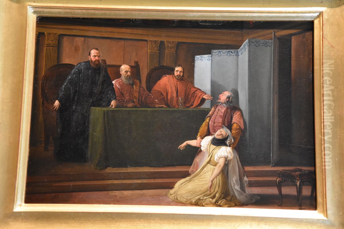Valenza Gradenigo faints in front of her father, the Inquisitor Oil Painting by Francesco Hayez