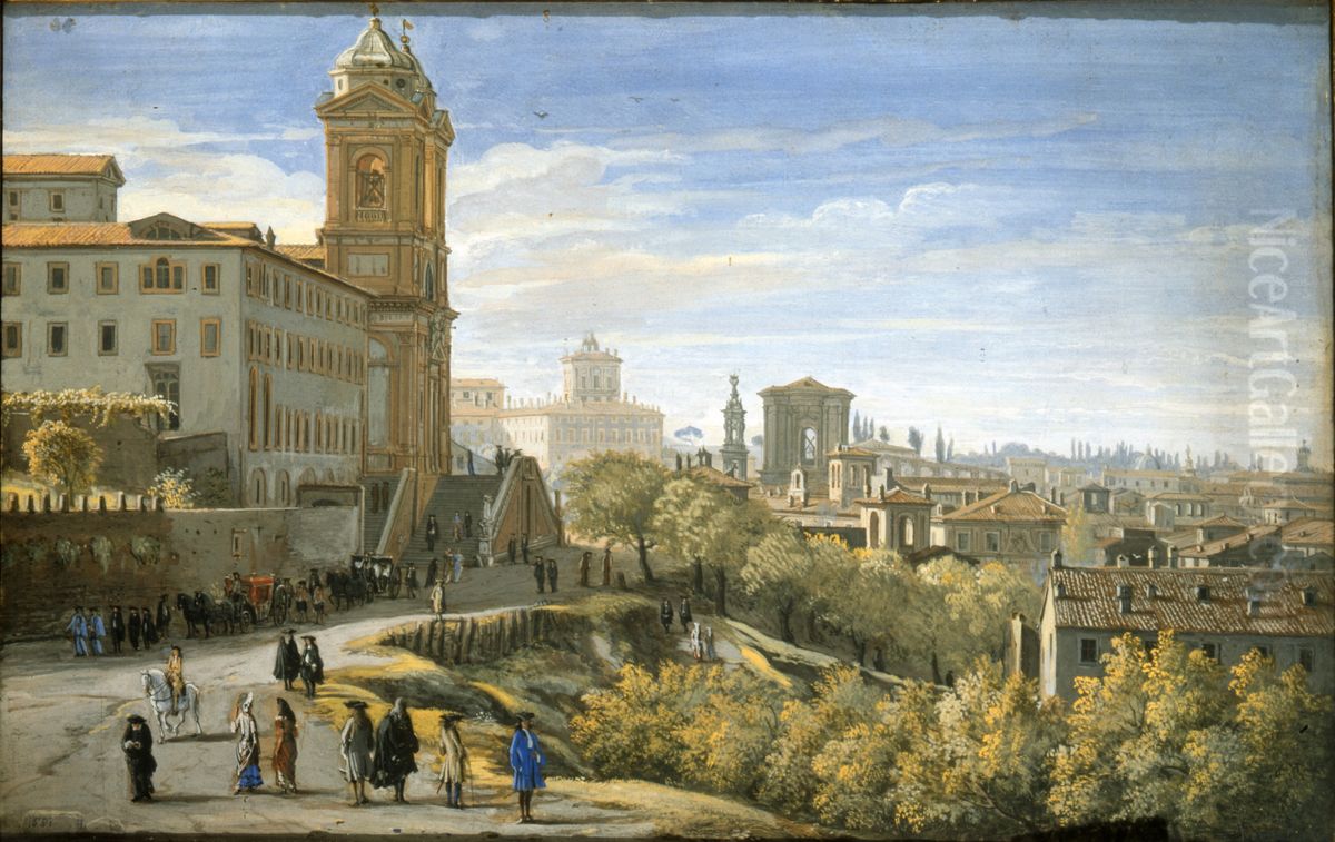 Trinita dei monti Oil Painting by (circle of) Wittel, Gaspar van (Vanvitelli)
