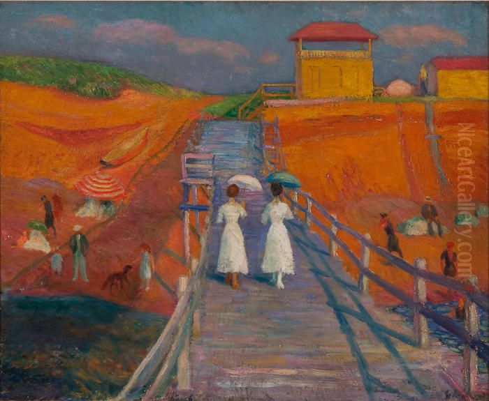 Cape Cod Pier Oil Painting by William James Glackens