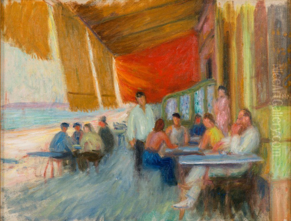 Outdoor Cafe Oil Painting by William James Glackens