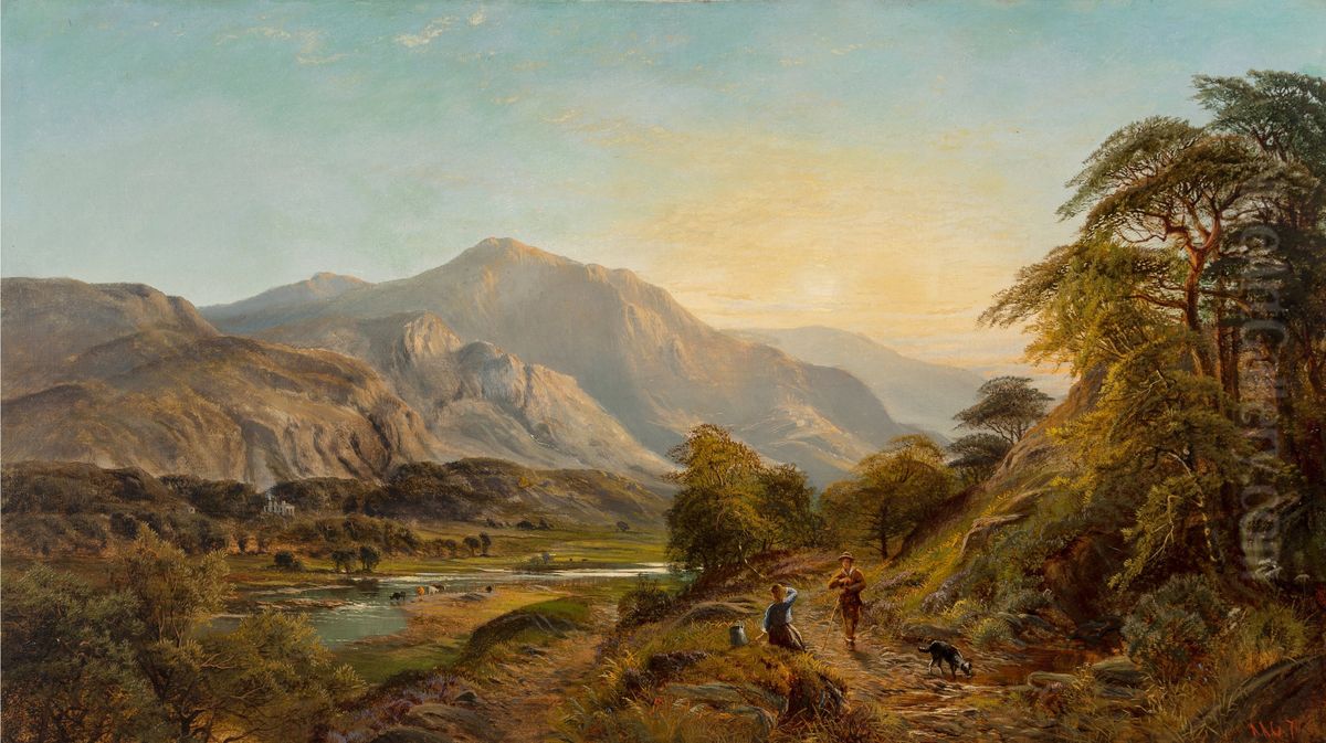 A Misty Vale Oil Painting by Alfred Augustus Glendening, Sr.