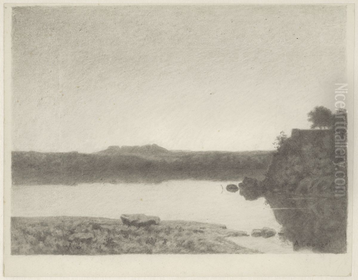 Landscape with an Estuary Oil Painting by Auguste-Hector Cabuzel