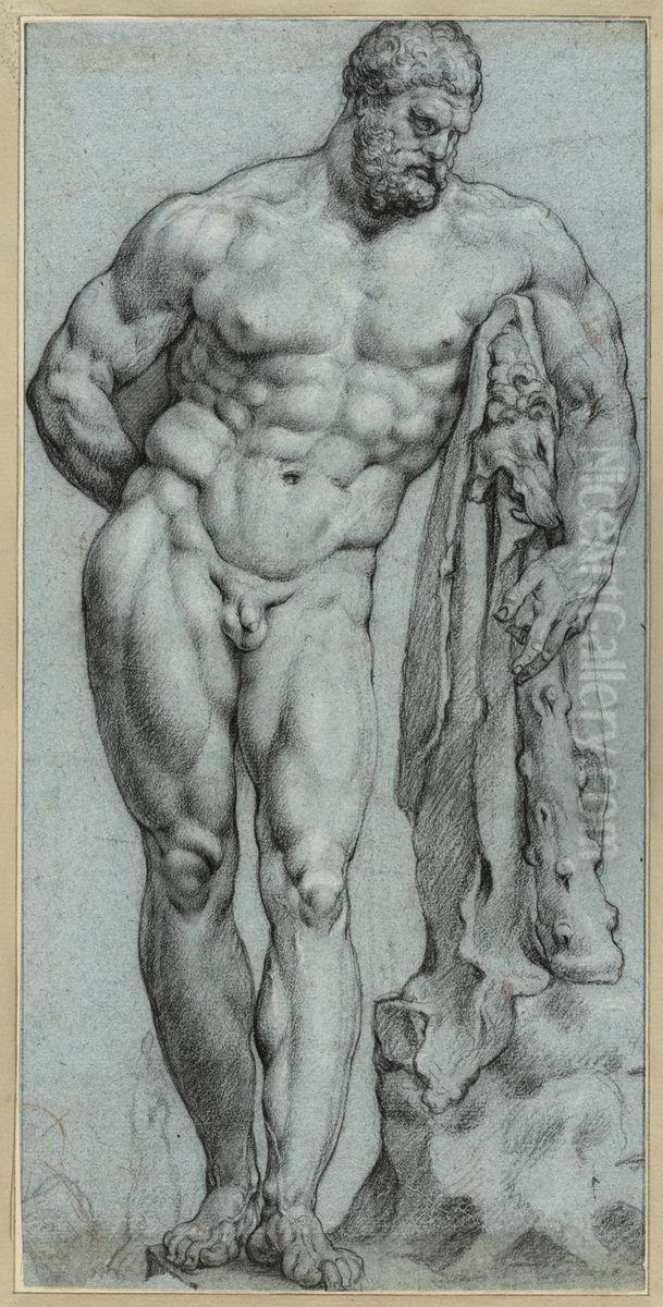 Hercules Farnese, viewed from the front Oil Painting by Goltzius Hendrick