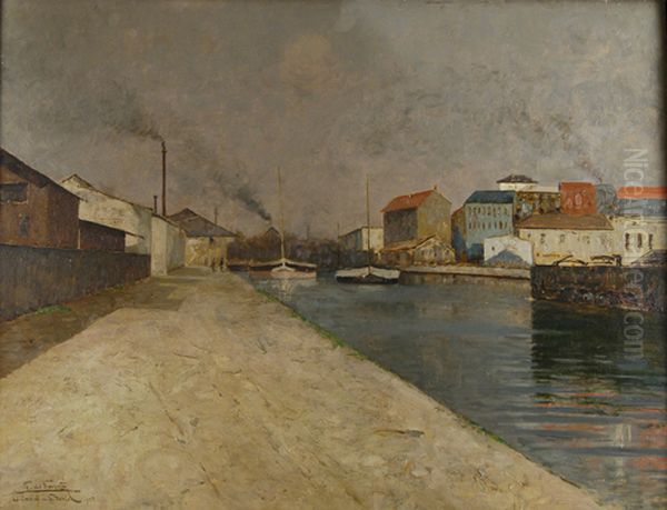 The Canal Saint-Denis (Paris) Oil Painting by Giuseppe De Sanctis