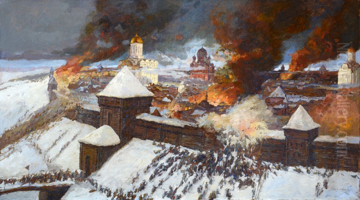 Defense Of Ryazan Oil Painting by unknown