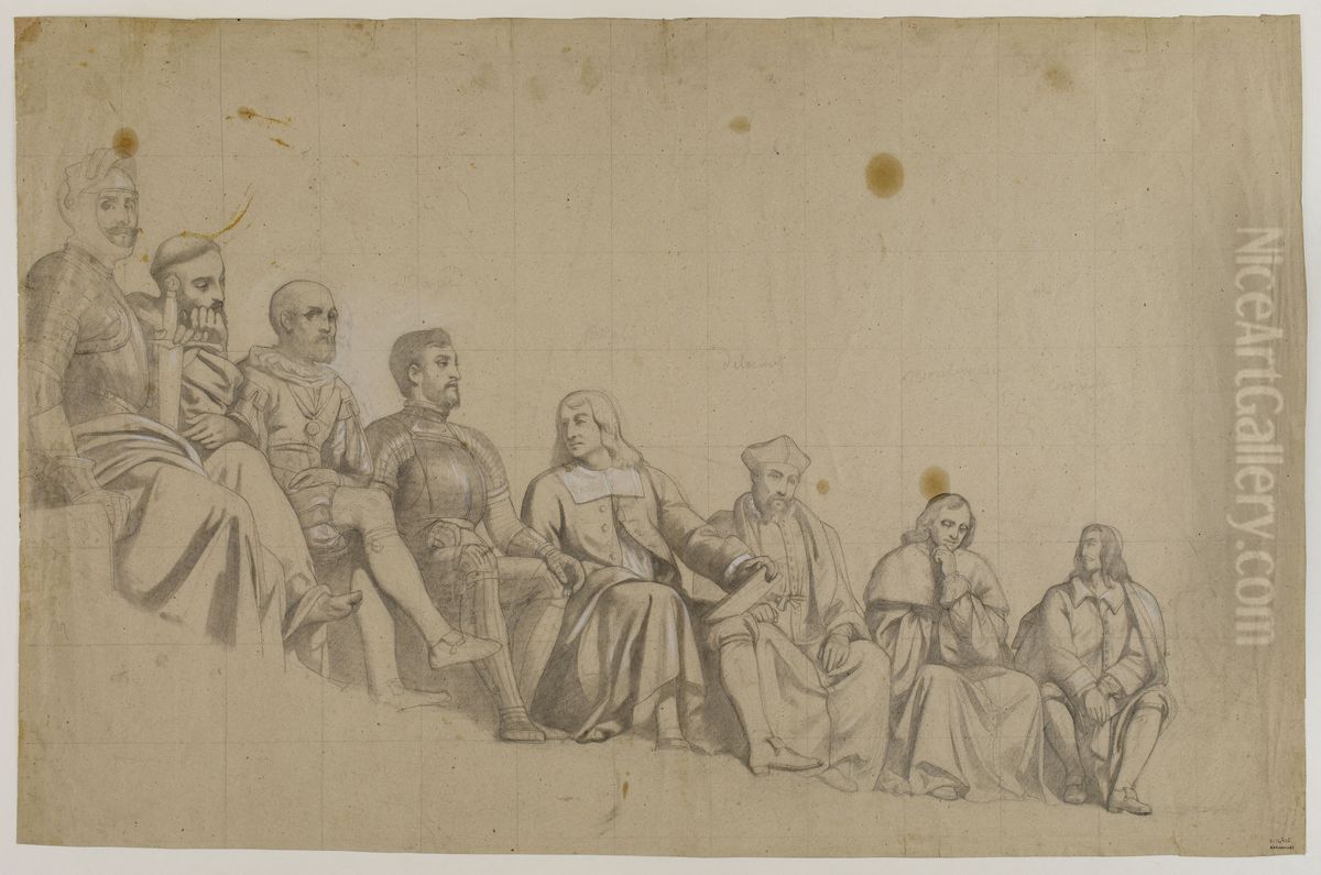 Preparatory drawing for the central part of the ceiling of the Salon des Arcades Oil Painting by Francois-Edouard Picot